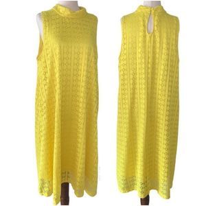 HARLOW AND ROSE YELLOW LACE DRESS | MOCK NECK | 38” LENGTH | FULLY LINED | XL